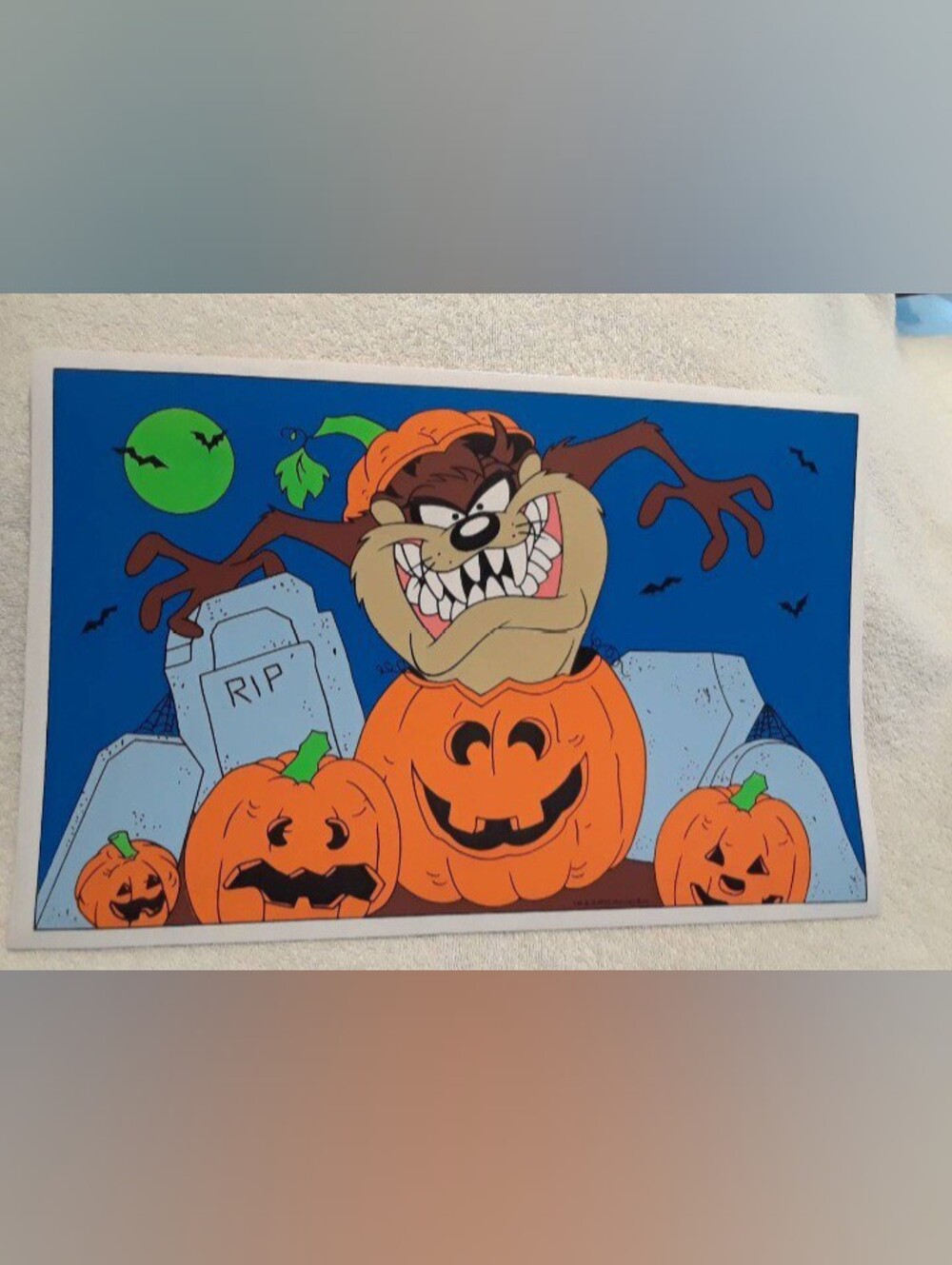 Vintage Looney tunes Halloween Scary Taz RIP place mat